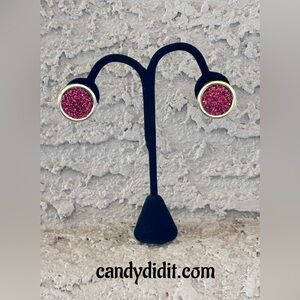 Beautiful Candy Did It! Red Cinnamon Glitter Button Post Earrings